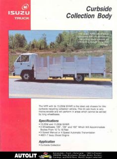1991 isuzu npr recycling refuse truck brochure 