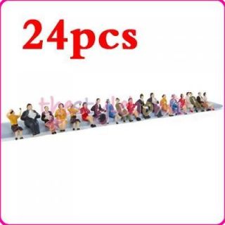 24 Painted Model Train Seated Colorful People Passanger Figure 