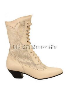   Tree Farms Cathedral Ivory old west Victorian style granny boots 6 11