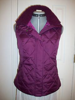 New Kenneth Cole Reaction Womens Down Puffer Vest L Large Maroon Ski 