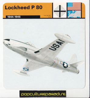 lockheed p 80 shooting star usaf jet fighter ww2 card