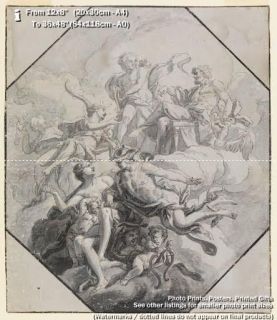 Design Ceiling Painting Theme Olympus Antonio Manno 1790 VHQ Art Repro 