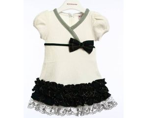 monnalisa bebe girl rib top tartan ruffle dress 12m a4
