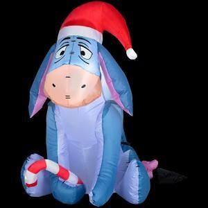 Disney Eeyore Santa Donkey w/ Candy Cane Airblown Inflatable 3 ft Tall 