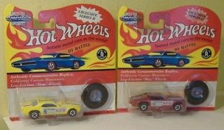 1993 Hotwheels Yellow Snake and Red Mongoose Funny Cars, Carded Series 