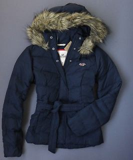 NWT HOLLISTER HCO WMNS NAVY BLUE SEAGULL QUILTED DOWN JACKET COAT $160 