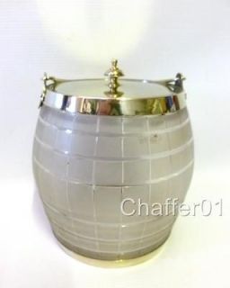 antique frosted glass and silver plate biscuit barrel from united