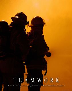 teamwork mvp210 firefighting motivational poster firefighter gear time 