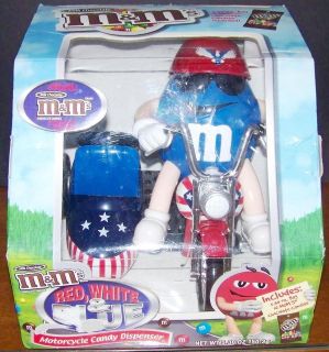   Red, White, & Blue Motorcycle Candy Dispenser in Original Box M&Ms
