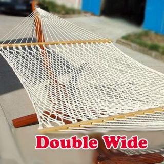 Two Person 59 Swing Outdoor Cotton Rope Hammock 450lb Cap Wood Spread 
