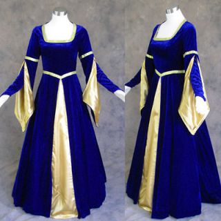 medieval renaissance gown dress costume blue wedding 2x more sizes