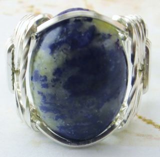 R942 Lapis Lazuli Gemstone Artisan Ring Sterling Silver Mens or Ladies