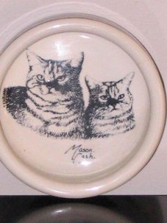 Stoneware Pet Cats Brown & Bone Tabby Cat Kitten Bowl by Mason. Cash.