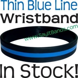 Thin Blue Line Wristband   Silicone Band Adult Child Sizes   Heroes 