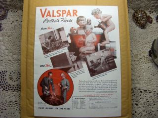 Vtg 1937 Ad Print Valspar Paint Varnish Coating Wash Tub Watering Can 