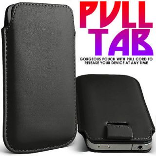 BLACK PU LEATHER SLIDE IN PULL TAB CASE FOR SAMSUNG GALAXY PLAYER 3.6