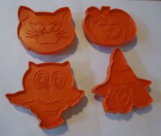 Vintage HALLMARK Cookie Cutters HALLOWEEN Set of 4 OWL CAT PUMPKIN 