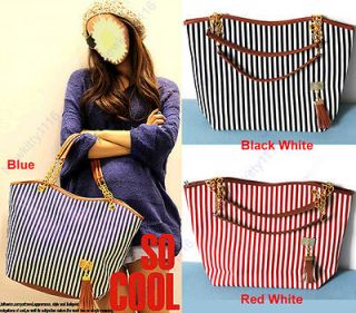 New Fashion Women Ladies Handbag Shopping Stripes Tassel Tote Shoulder 