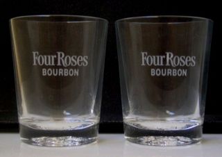 four roses bourbon tumbler glasses pair collectibles 
