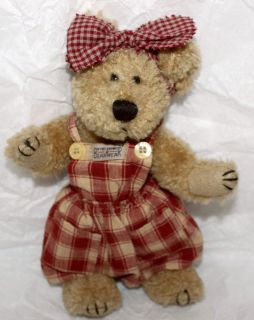 Boyds Bear Girl With Bearwear Dress Plaid Gingham Jointed 9 Tall Bow 