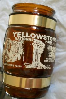 Siesta Ware Yellowstone Souvenir Mug Brown Glass With Wood Handle 