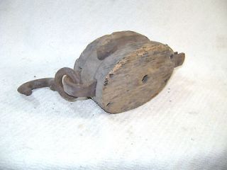 RARE 4.25 OLD WOOD SHIP BOAT SNATCH BLOCK PULLEY TACKLE INDUSTRIAL