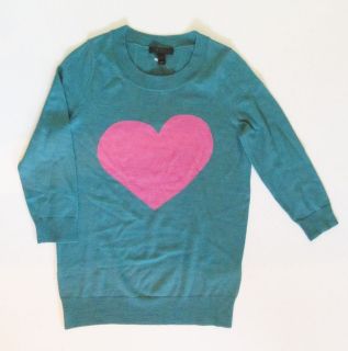 crew tippi sweater in heart me xxs peacock pink soldout