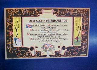 Just Such A Friend Motto Morris & Bendien NY No. H7 Unframed10x6 Inch 