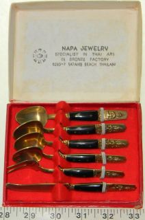 Vintage Napa Jewelry Thai Art Bronze 6pc Flatware Appetizer Set 