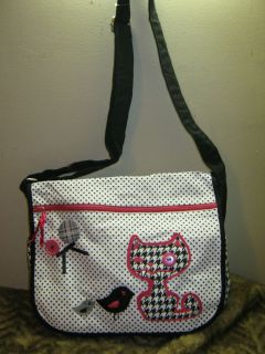 New white black pink patchwork kitty purse messenger bag 