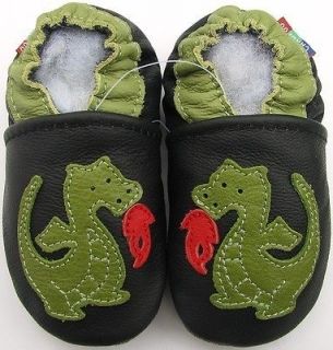 shoeszoo carozoo fire dragon black 18 24m soft sole leather baby shoes