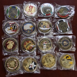 newly listed lot of 16 different military challenge coins s541