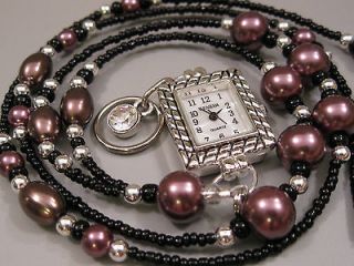 pearl lanyard necklace watch sq beaded id badge holder returns