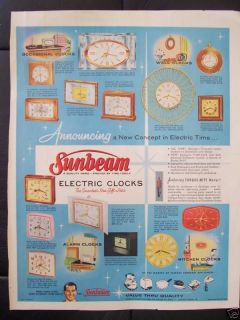 1958 Sunbeam Electric Clocks Advertisement and Perry Como TV Show