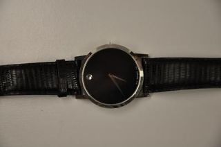 Mens Movado Classic Museum watch 84 G1 1852 leather strap wristwatch