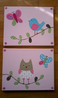 Kids Owl Butterfly Hayley Penelope Brooke Woodland art made w/ Pottery 
