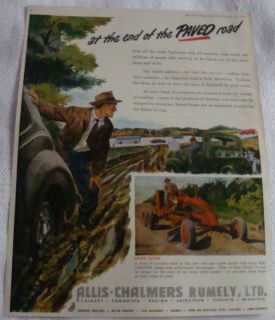 1951 CANADA TRACTOR ALLIS CHALMERS RUMELY ROAD SAVER MOTOR GRADER AD