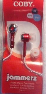 COBY Red Jammerz High Performance Earbud / Earphones, CVE52, 1 pair 