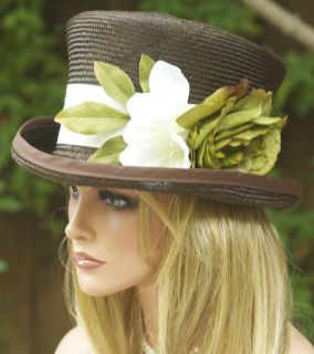NEW DESIGNER BROWN HAT Ladies Womens Straw Church Formal Dress Hat ONE 