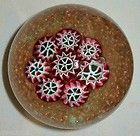 GORGEOUS Vintage MURANO Glass MILLEFIORI Gold PAPERWEIGHT w/ FRATELLI 