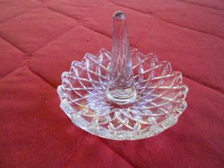clear pressed glass ring dish holder  12