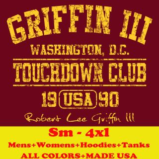   GRIFFIN III TD CLUB washington redskins new auto jersey mens t shirt