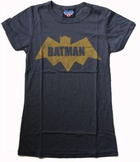 New Authentic Junk Food Batman Logo Juniors T Shirt in Black Wash Size 