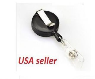   Pack of Black ID Card Holder Retractable Reel Clip Badge Key Tag Name