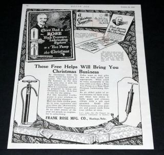 1923 OLD MAGAZINE PRINT AD, ROSE AUTO TIRE PUMP FOR CHRISTMAS