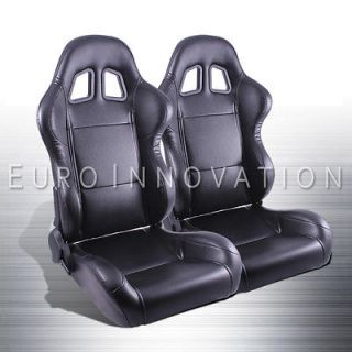   Stitch Turino Sport Racing Bucket Seat Left Right Pair +Sliders New