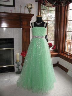 Sherri HIll CH2714 Light Green Girls Pageant Gala Gown Dress 12