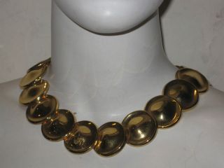 HALLOWEEN Vintage GoldTone Necklace Overlapping Discs SiFi ROME GAME 