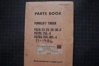   FG Forklift Chassis Parts Manual Book Catalog spare list 1986 shop OEM