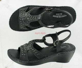 new canyon river blues julie wedge sandal black leather size 7 time 